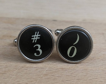 Gemelos con forma de teclas de máquina de escribir vintage – Regalo para el 30 aniversario o cumpleaños