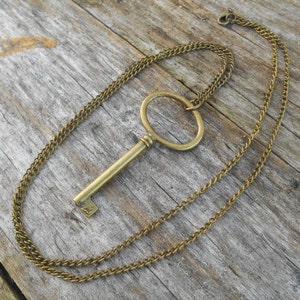 Bronze Skeleton Key Necklace on 31&quot; Chain