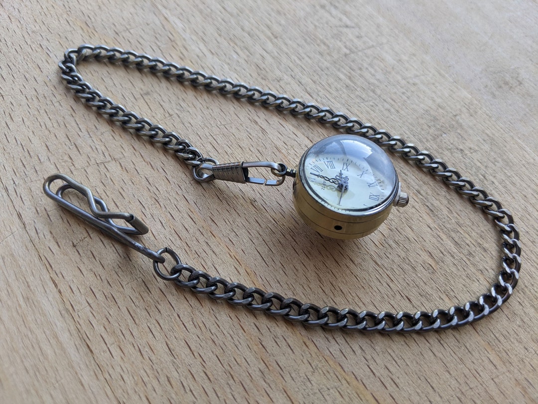 Upside Down Aged White Glass Ball Pocket Watch on 14 Etsy