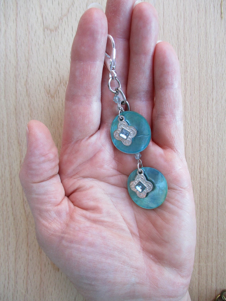 Bling Beach Vibe Silver and Turquoise Shell Purse Charm or Key Chain Gift for Friend or New Driver
