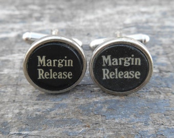 Vintage Typewriter Key Cufflinks: Margin Release Key, Wedding or Prom Jewelry