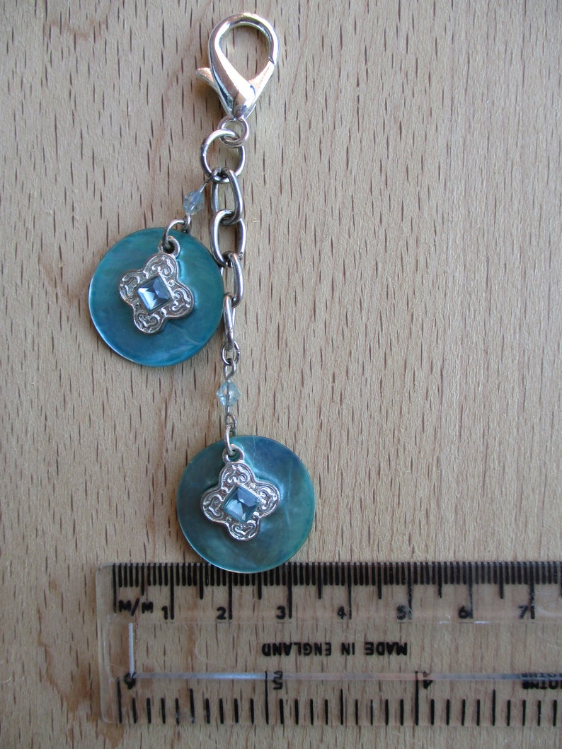Bling Beach Vibe Silver and Turquoise Shell Purse Charm or Key Chain Gift for Friend or New Driver