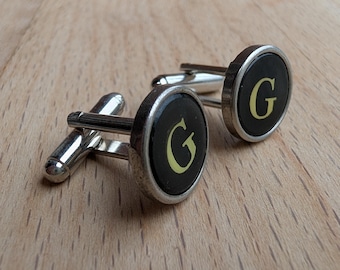 Vintage Typewriter Key Cufflinks: Initial 'G' Steampunk Jewelry