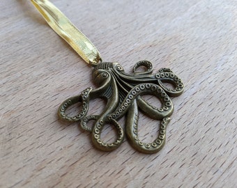 Antique Bronze Octopus Ornament: Steampunk Nautical Decor