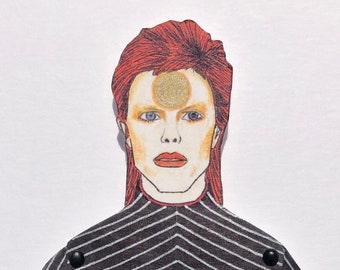 オリジナルアートワーク ジギースターダスト ビッグパンツ 額入り - ペーパードール - 誕生日プレゼント - 記念日のプレゼント - ポートレート - イラスト