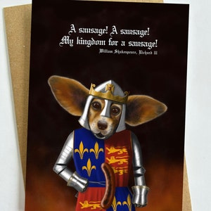 SHAKESPEAREAN SAUSDOG A6 Blanko Grußkarte, Richard der Dritte, William Shakespeare Zitate