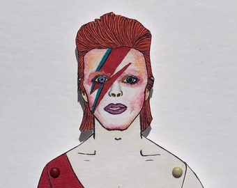 オリジナルアートワーク ジギースターダストワンジー フレーム入り - ペーパードール - 誕生日プレゼント - 記念日のプレゼント - ポートレート - イラスト