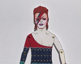 PRINTED Ziggy Stardust Onesie Paper Doll - Paper Doll - Birthday Gift - Anniversary Gift - Portrait - Illustration - UNFRAMED