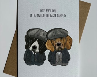 BARKY BLINDERS A6 Blank Paper Doll Happy Birthday Greeting Card