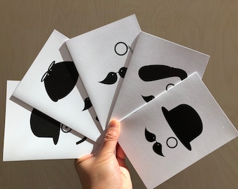 POLICE THAT MOUSTACHE set of 5 A6 Blank greeting cards