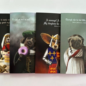 Série SHAKESPEAREAN DOG SERIES de cartes de voeux vierges A6, citations de William Shakespeare