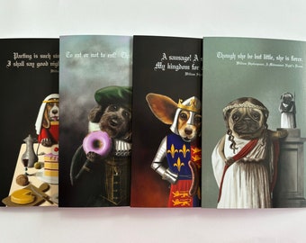 SHAKESPEAREAN DOG SERIES set of A6 Blank Greeting Cards, William Shakespeare Quotes