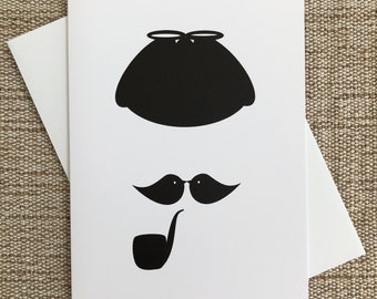 Sherlock POLICE THAT MOUSTACHE A6 Blank greeting card