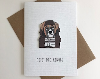 Dopey Dog Kenobi A6 Blank Paper Doll greeting card
