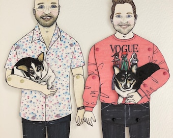 フレームなしの特注ペーパードール家族結婚記念日誕生日ポートレート