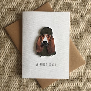 Sherlock Bones aka Sherlock Holmes FILM ICONICI A6 biglietto di auguri con bambola di carta bianca