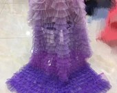 3D purple ruffle Fabric with Gradient colors, Gradient purple pleated cake fabric, Photography Prop Backdrop Blanket, Wedding Decors