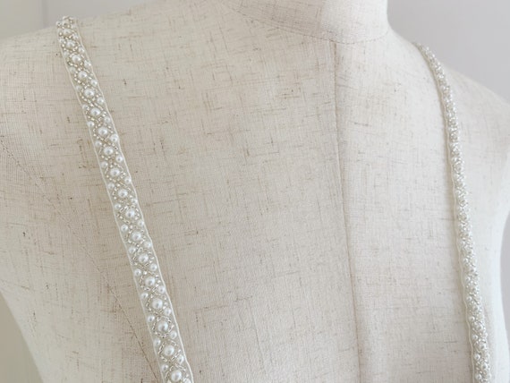 thin pearl bead tape for belt, straps, wedding decors, party decors