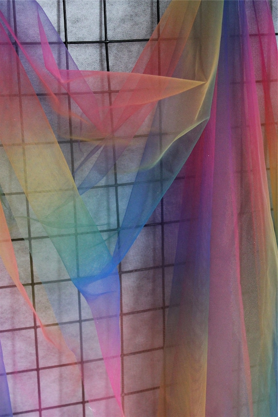 New arrival rainbow tulle fabric with ombre color