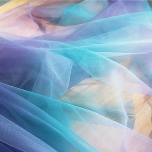 Tie-dyed style tulle fabric with Gradient colors, blue and purple mesh lace fabric, gauze net fabric image 4