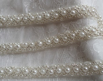 ivory pearl bead trim by the yard