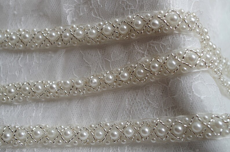 Ivory Pearl Bead Trim by the Yard Etsy