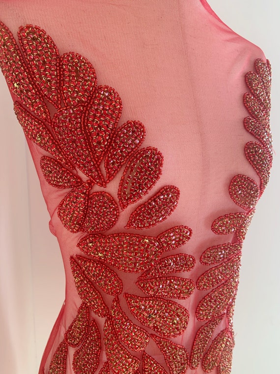Red Rhinestone bodice applique, rhinestone dress, crystal applique for couture, dress, costume, prom dress