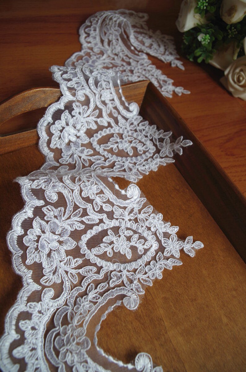 White Cord Lace Trim for Bridal Veil Alencon Lace Trim Etsy