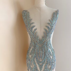 Big iridescent Rhinestone applique, rhinestone dress, crystal applique for couture, dress, costume, ball gowns