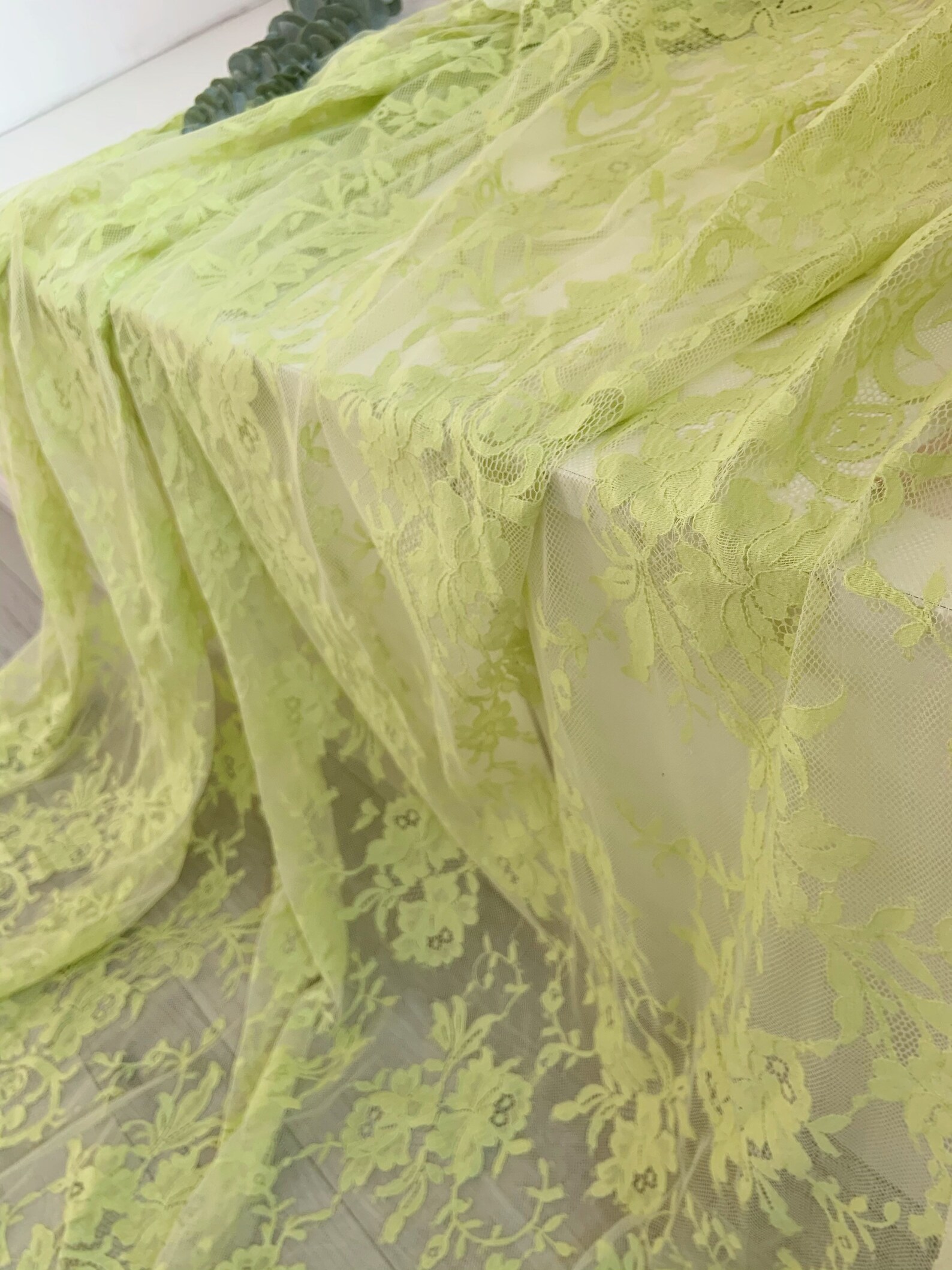 1.5 Meter Light Lime Green French Lace Fabric Chantilly Lace Etsy