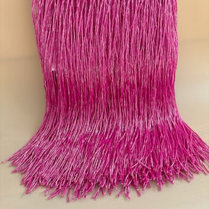 30cm Fuchsia bugle bead Fringe trim for haute couture, dance costume, party decors