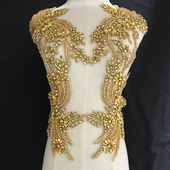 Gold Rhinestone Applique, Deluxe Rhinestone Bodice Applique