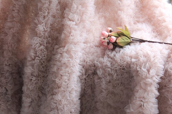 3D nude pink ruffle Fabric, haute couture dress fabric, Photography Prop Backdrop, Wedding Decors, wedding prop decors, bridal dress fabric