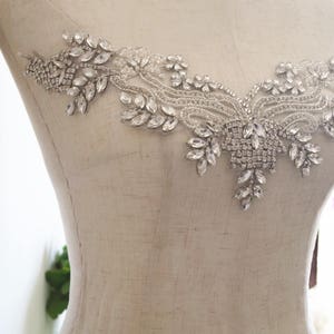 Strass Ausschnitt Applikation für Brautkleid, Strass Perlen Applikation Kragen, Handwerk Brautkleid Zubehör, Strass Halskette Kragen