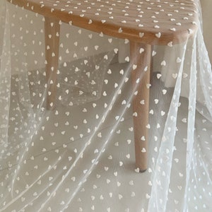 Off white tulle Lace fabric with velvet hearts, tulle mesh fabric with velvet hearts, new arrival, hot selling