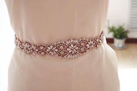 rose gold Rhinestone belt for dress