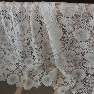 Off White Lace Fabric With Flowers Guipure Lace Fabric With - Etsy