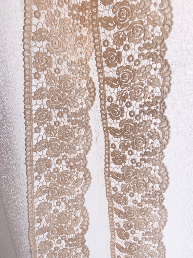 10 yards Cotton Lace Trim, vintage style lace trim, cotton Guipure trim lace with roses cotton lace trim by yard, lace border image 9