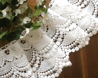 off white Cotton Lace Trim,  cotton lace border by the yards