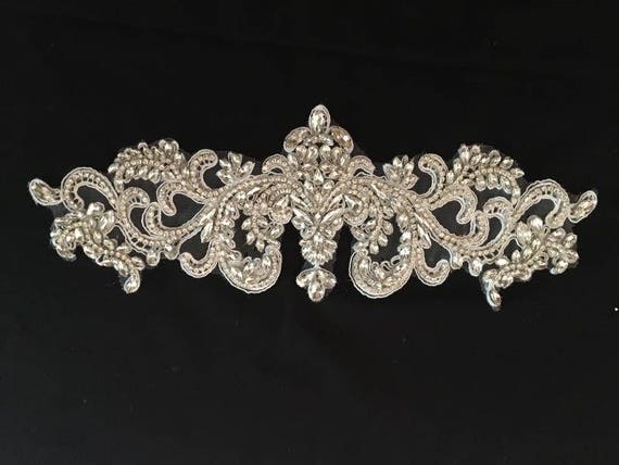 Rhinestone applique, crown crystal applique, crystal bodice applique for wedding dress, bridal supplies