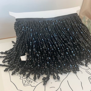 Black crystal Fringe trim for haute couture, dance costume, party decorations, dress embellishments, halloween costume