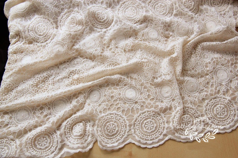 embroidered tulle lace fabric for curtain ivory Lace Fabric wedding table cloth