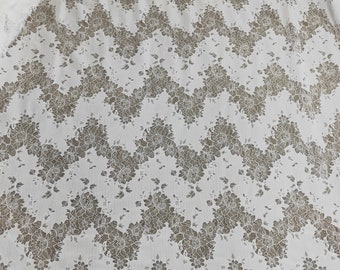 Chantilly lace fabric with chevron florals