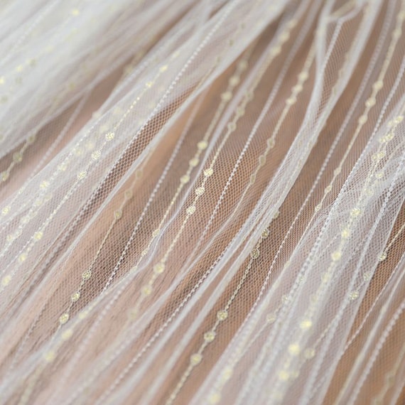Tulle Fabric with golden rain fall