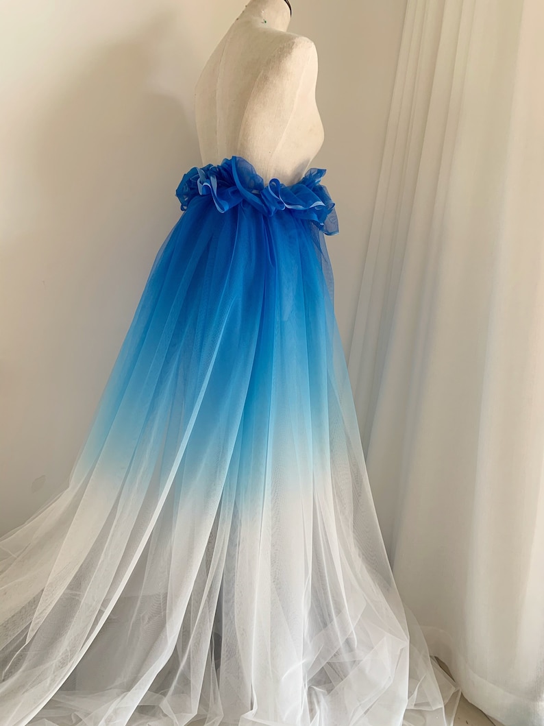 10 Yards Dip Dye Tulle Fabric Blue Tulle Fabric With Ombré Etsy