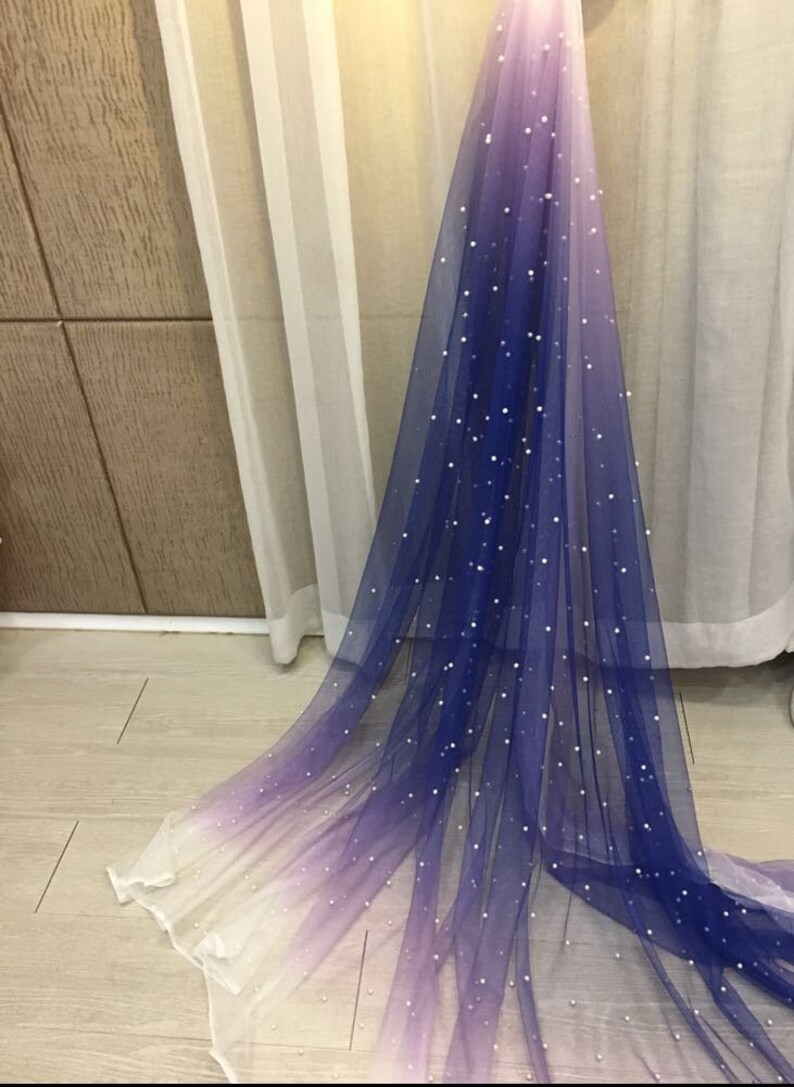 Dream Pearl Bead Tulle Fabric With Gradient Colors Bead Mesh Etsy