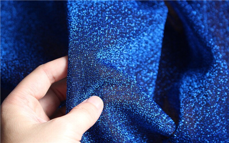 elastic lace metallic blue lace fabric stretch lace lace Glittering royal blue lace fabric