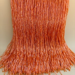 11.8 inches orange bugle bead Fringe trim for haute couture, dance costume, party decors