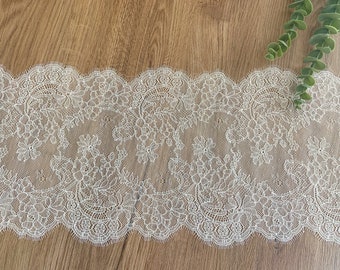 New Chantilly lace trim, lace trim for fashion, double scallopped lace trim with eyelash fringe