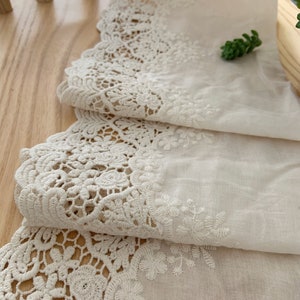natural Cotton Lace trim, embroidered eyelet lace trim, cotton lace trim with hollowed out floral, cotton eyelet lace trim image 6
